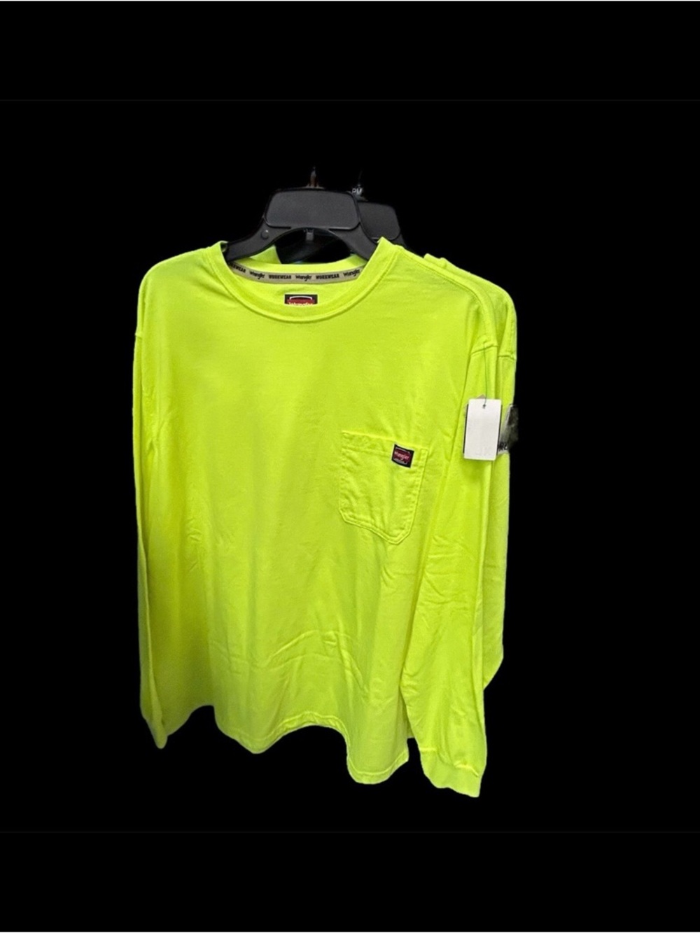 Wrangler Neon Lime Long-Sleeve Pocket Tee